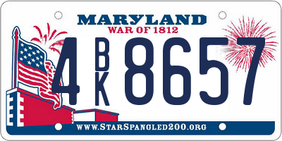 MD license plate 4BK8657