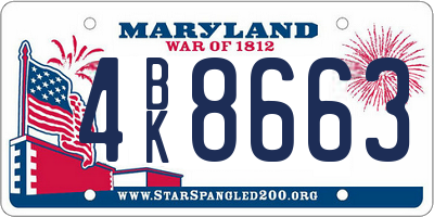 MD license plate 4BK8663