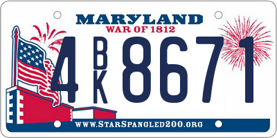 MD license plate 4BK8671