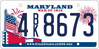 MD license plate 4BK8673