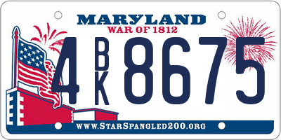 MD license plate 4BK8675