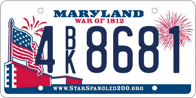 MD license plate 4BK8681