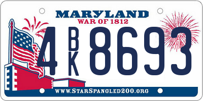 MD license plate 4BK8693