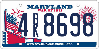 MD license plate 4BK8698