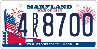 MD license plate 4BK8700