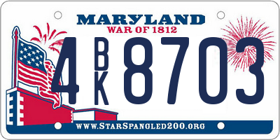 MD license plate 4BK8703