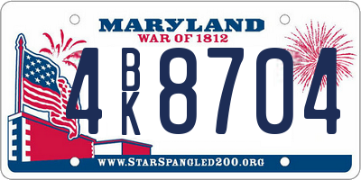 MD license plate 4BK8704