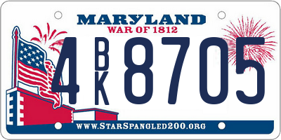 MD license plate 4BK8705