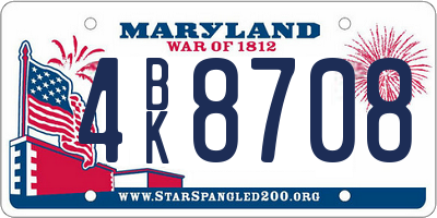 MD license plate 4BK8708