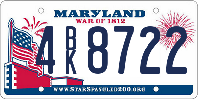 MD license plate 4BK8722