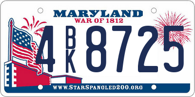 MD license plate 4BK8725