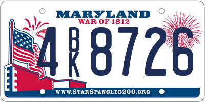 MD license plate 4BK8726