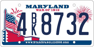 MD license plate 4BK8732