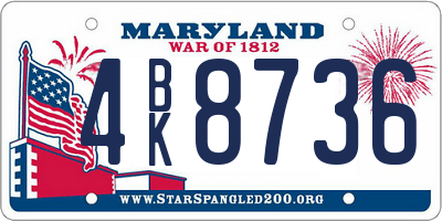 MD license plate 4BK8736