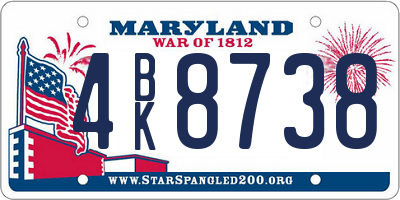 MD license plate 4BK8738
