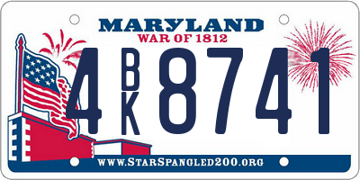 MD license plate 4BK8741