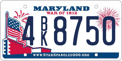 MD license plate 4BK8750