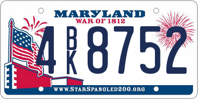 MD license plate 4BK8752
