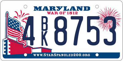 MD license plate 4BK8753