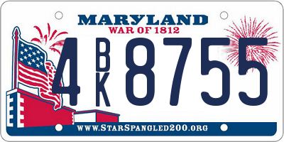 MD license plate 4BK8755