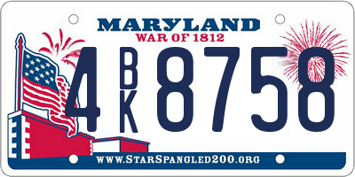 MD license plate 4BK8758