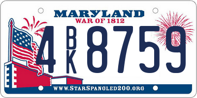 MD license plate 4BK8759