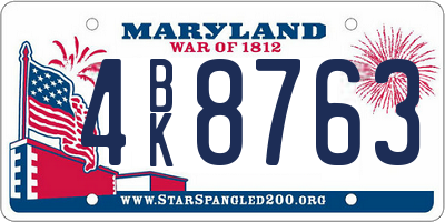 MD license plate 4BK8763