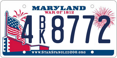 MD license plate 4BK8772