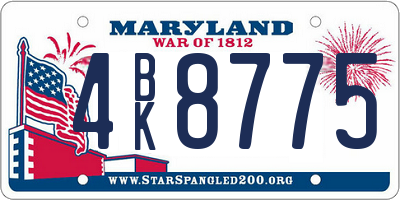 MD license plate 4BK8775