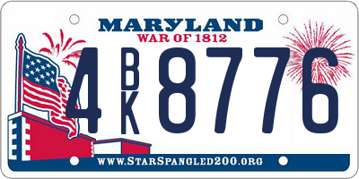 MD license plate 4BK8776