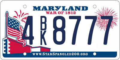 MD license plate 4BK8777