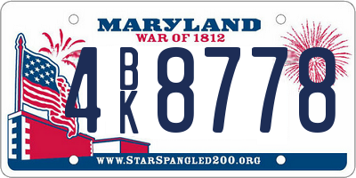 MD license plate 4BK8778