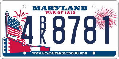 MD license plate 4BK8781