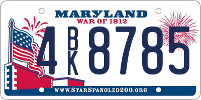 MD license plate 4BK8785