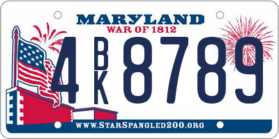 MD license plate 4BK8789