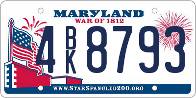 MD license plate 4BK8793