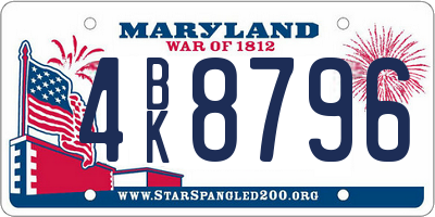 MD license plate 4BK8796