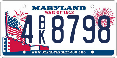 MD license plate 4BK8798