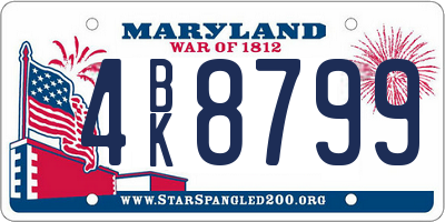 MD license plate 4BK8799