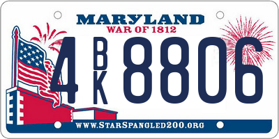 MD license plate 4BK8806