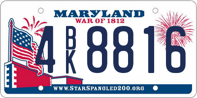 MD license plate 4BK8816