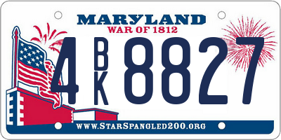 MD license plate 4BK8827