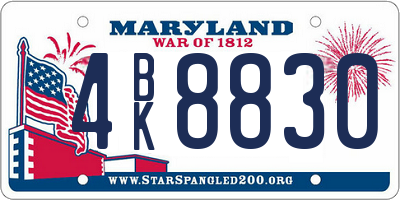 MD license plate 4BK8830