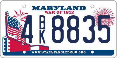 MD license plate 4BK8835