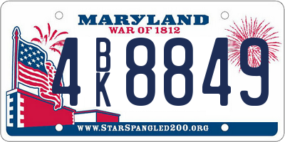 MD license plate 4BK8849