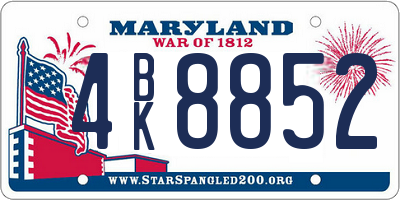 MD license plate 4BK8852