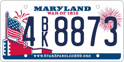 MD license plate 4BK8873