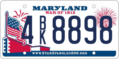 MD license plate 4BK8898