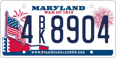 MD license plate 4BK8904