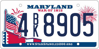 MD license plate 4BK8905